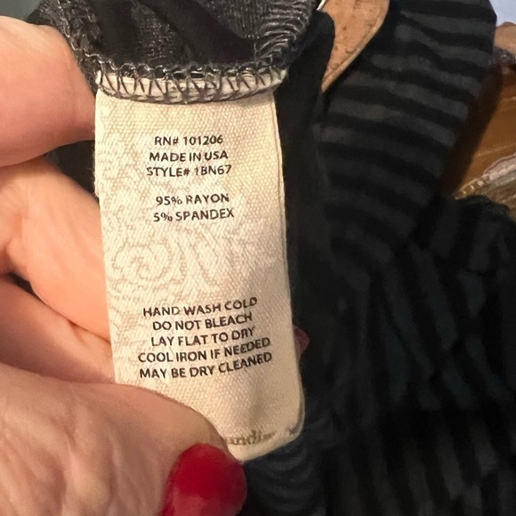 Soft Surroundings Presley Poncho Grey Black Stripes Asymmetrical One Size - Picture 6 of 6